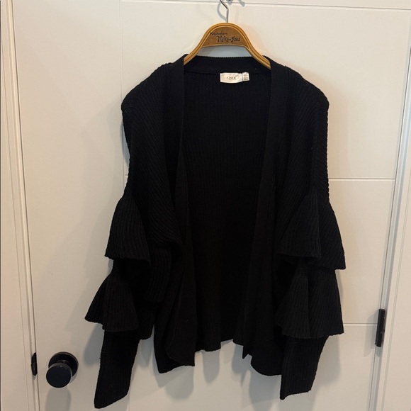 Cloth Black Ruffled Cardigan size small - Picture 1 of 8